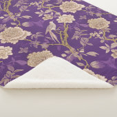 Chic paarse chinoiserie sherpa deken (3/4)