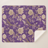 Chic paarse chinoiserie sherpa deken (Voorkant (horizontaal))