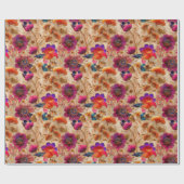 Chic paarse crème bloemmotief cadeaupapier (Vlak)