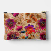 Chic paarse crème bloemmotief etui (Achterkant)