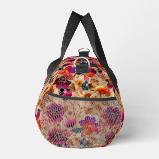 Chic paarse crème bloemmotief plunjezak (Rechts)