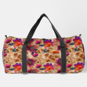 Chic paarse crème bloemmotief plunjezak (Achterkant)