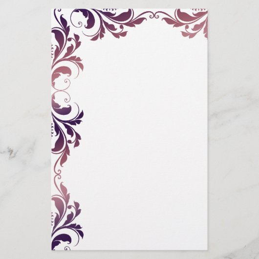 Chic Paarse Damask Plain Stationery Briefpapier (Voorkant)