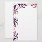 Chic Paarse Damask Plain Stationery Briefpapier (Voorkant / Achterkant)