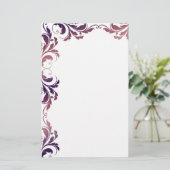 Chic Paarse Damask Plain Stationery Briefpapier (Staand voorkant)