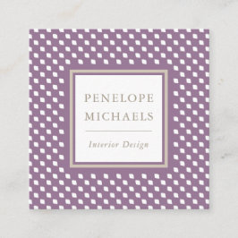 Chic Paarse en witte geometrische Vierkante Visitekaartje