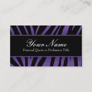 Chic Paarse en Zwarte Zebra Strepen Visitekaartjes