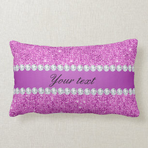 Chic Paarse Faux-equins en diamanten Kussen