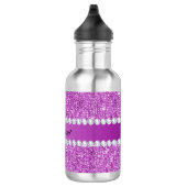 Chic Paarse Faux-equins en diamanten Waterfles (Rechts)