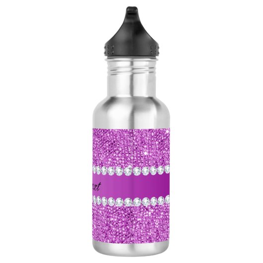 Chic Paarse Faux-equins en diamanten Waterfles (Rechts)