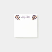 Chic Paarse Faux Gold Floral Naam Post-it® Notes (Voorkant)