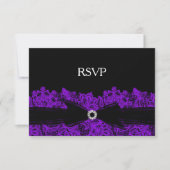 Chic Paarse Floral Lace RSVP Kaartje (Voorkant)