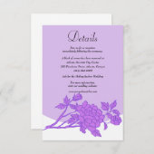 Chic Paarse Floral Wedding Details Informatiekaartje (Voorkant / Achterkant)