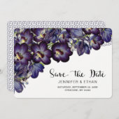 Chic Paarse Floral Wedding Save the Date (Voorkant / Achterkant)