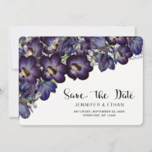 Chic Paarse Floral Wedding Save the Date