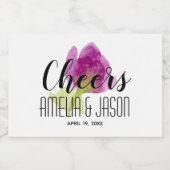 Chic Paarse Flower Waterverf Mini Sparkling Wijnetiket (Enkel label)