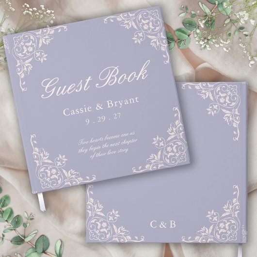 Chic Paarse Franse Lila bruiloft gastenboek