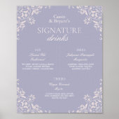 Chic Paarse Franse Lila bruiloft Signature Drinken Poster (Voorkant)