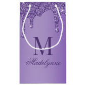 Chic Paarse Glitter Drift Monogram Klein Cadeauzakje (Achterkant)