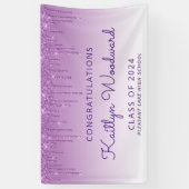 Chic Paarse Glitter Drip Afstuderen Banner (Verticaal)