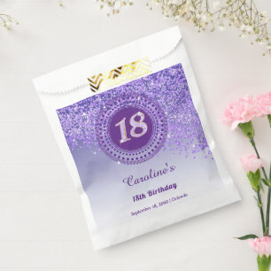 Chic Paarse glitter & gestippeld Lijst 18e verjaar Bedankzakje