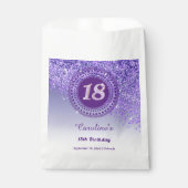 Chic Paarse glitter & gestippeld Lijst 18e verjaar Bedankzakje (Voorkant)