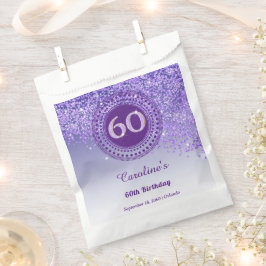Chic Paarse glitter & gestippeld Lijst 60e verjaar Bedankzakje