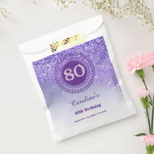 Chic Paarse glitter & gestippeld Lijst 80ste verja Bedankzakje