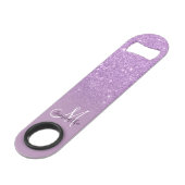 Chic paarse glitter lavender 3 foto grid monogram speed flessenopener (Achterkant Gekanteld)