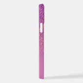 Chic Paarse Glitter Ombre met Naam & Monogram iPhone Hoesje (Rechterkant)
