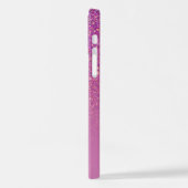 Chic Paarse Glitter Ombre met Naam & Monogram iPhone Hoesje (Linkerkant)