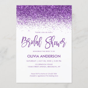 Chic Paarse Glitter Sparkle Confetti Vrijgezellenf Kaart