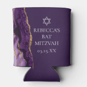 Chic Paarse Gold Agate Bat Mitzvah Party Blikjeskoeler (Achterkant)