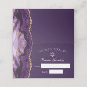 Chic Paarse Gold Agate Bat Mitzvah Party Plaatskaartje (Buitenkant ongevouwen)