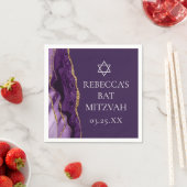 Chic Paarse Gold Agate Bat Mitzvah Party Servet (Insitu)