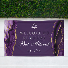 Chic Paarse Gold Agate Bat Mitzvah Party Spandoek