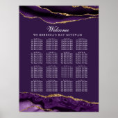 Chic Paarse Gold Agate Party Zitplaatskaart Poster (Voorkant)