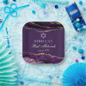 Chic Paarse Gold Bat Mitswa Party Gepersonaliseerd Papieren Bordje (Feest)