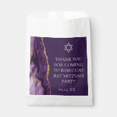 Chic Paarse Gold Bat Mitzvah Gepersonaliseerde Par Bedankzakje (Voorkant)