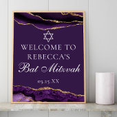 Chic Paarse Gold Bat Mitzvah Party Welkom Poster