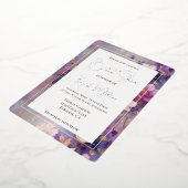 Chic Paarse Goud Witte Bloemen Vrijgezellenfeest Folie Uitnodiging (Gedraaid)