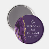 Chic Paarse Gouden Agaat Bat Mitzvah Party Custom Magneet (Voorkant / Achterkant)