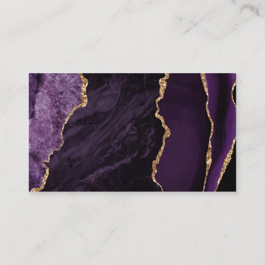 Chic Paarse gouden agaat lavendel bruiloft escort Plaatskaartje (Achterkant)