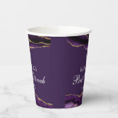 Chic Paarse gouden Bat Mitswa Party Custom Papieren Bekers (Links)