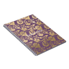 Chic Paarse gouden bloem Notitieboek