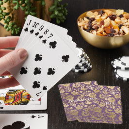 Chic Paarse gouden bloem Pokerkaarten