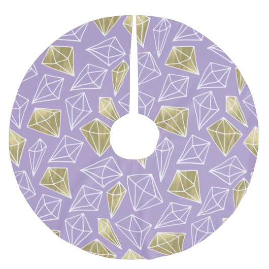 Chic Paarse Gouden Diamanten Kerst Kerstboom Rok (Voorkant)