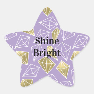 Chic Paarse gouden diamanten Ster Sticker