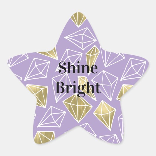 Chic Paarse gouden diamanten Ster Sticker (Voorkant)