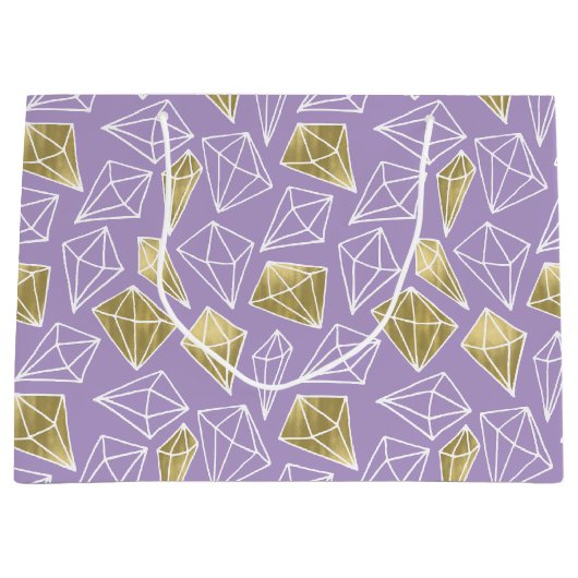 Chic Paarse Gouden Diamanten Verjaardag Groot Cadeauzakje (Voorkant)